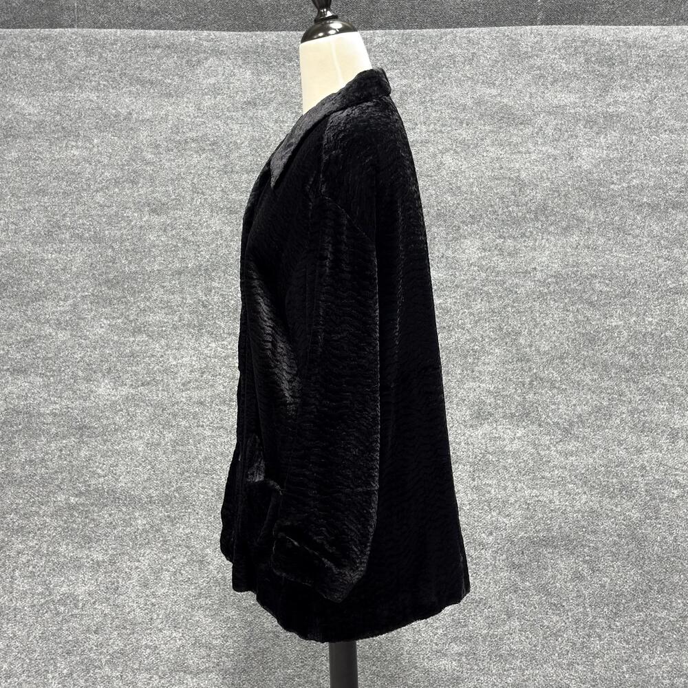 Karen Kane Jacket Womens Medium Black Textured Velvet Button Front Made USA - Picture 4 of 14